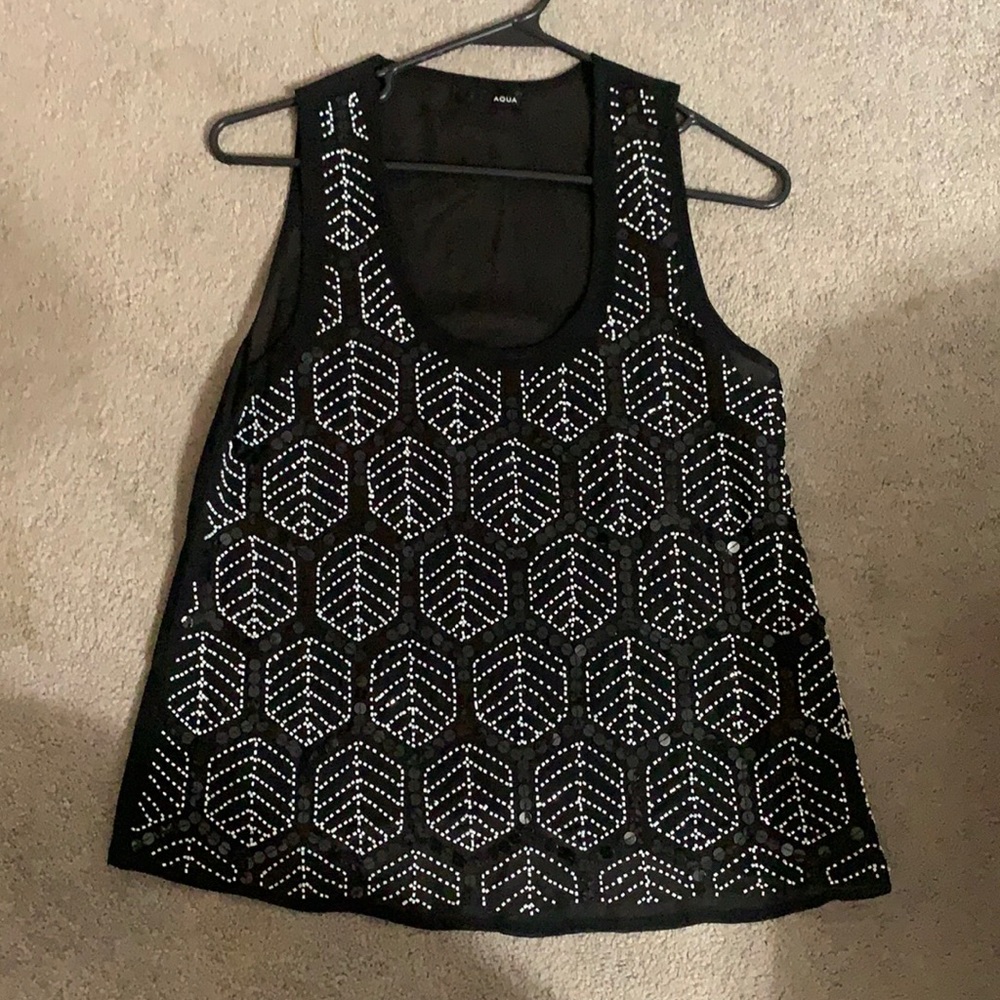 Sheer embellished tank top